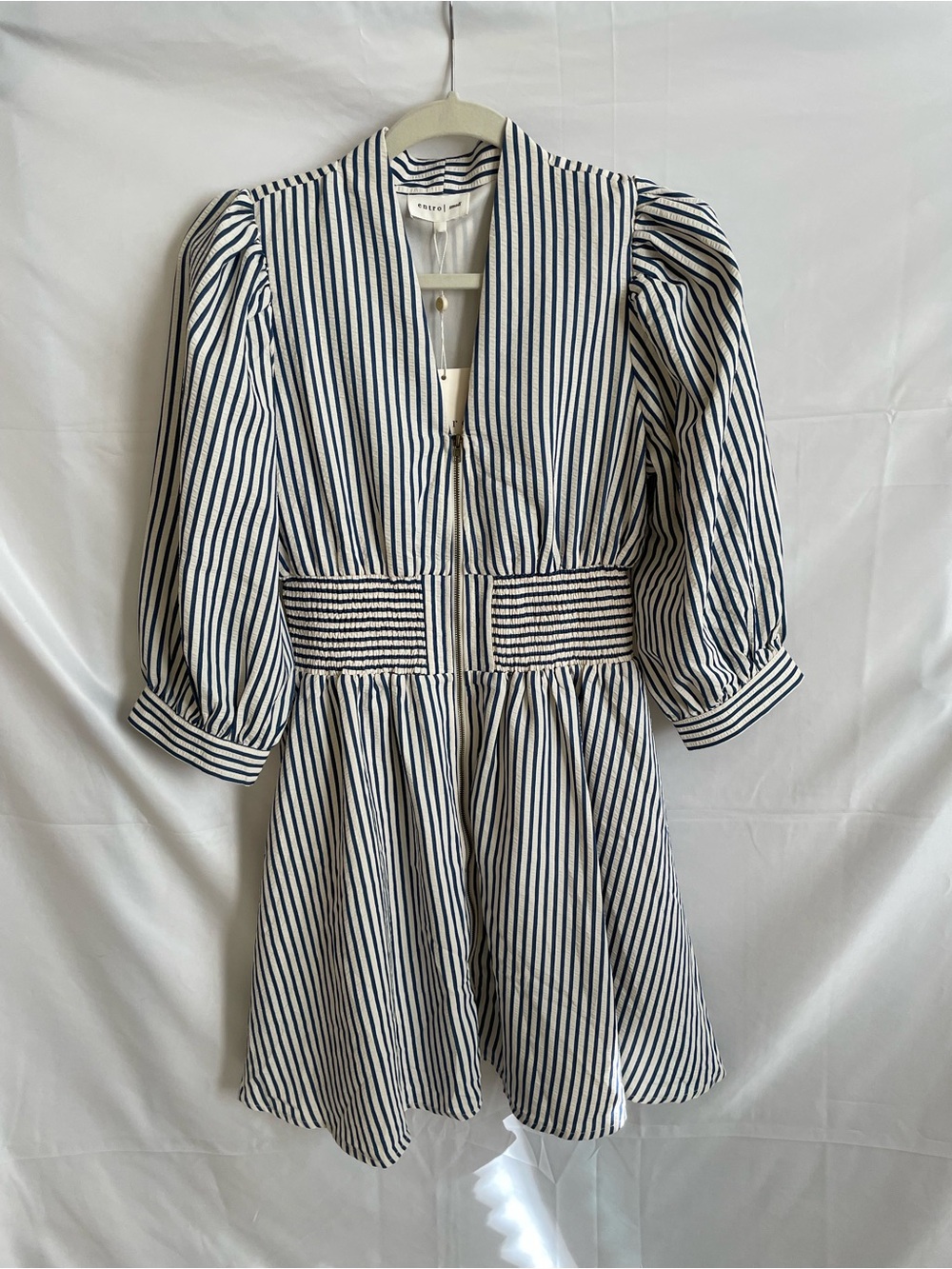 Boutique Entro nautical navy stripes dress size small NWT